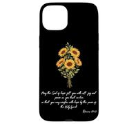 Carcasa para iPhone 15 Plus Ora Que Dios desee a Sunflower Versículo bíblico Cristiano religioso
