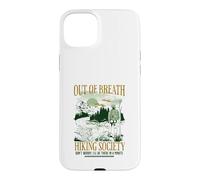 Carcasa para iPhone 15 Plus out of Breath Hiking Society, estaré allí en un Minuto, Gracioso