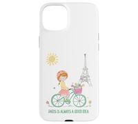 Carcasa para iPhone 15 Plus París es Siempre una Buena Idea Linda Chica en Bicicleta