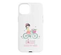 Carcasa para iPhone 15 Plus París Mente Bicicleta Chica Torre Eiffel Estética Viaje Amor