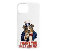 Carcasa para iPhone 15 Plus Pastor Australiano Australiano Australiano EE.UU. Divertido Retro Vintage 4 de Julio