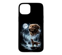 Carcasa para iPhone 15 Plus Pato de Nueva Escocia Tolling Retriever Aullando a la Luna 90