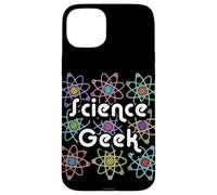 Carcasa para iPhone 15 Plus Patrón de átomos geniales y Divertidos de Science Geek