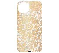 Carcasa para iPhone 15 Plus Patrón Mandala de Flor Amarilla Boho Floral Elegante