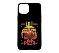 Carcasa para iPhone 15 Plus Pavo Comer Pizza Acción de Gracias Divertida Cena Italiana Peregrina