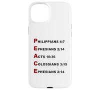 Carcasa para iPhone 15 Plus Peace Acrostic - 5 Christian Faith Bible Verse Scriptures