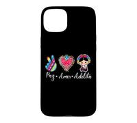 Carcasa para iPhone 15 Plus Peace Love Adelita Funny Mexican Spanish Saying México Team