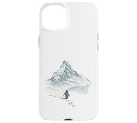 Carcasa para iPhone 15 Plus Pingüino Solitario marchando hacia la montaña desorientado, Pero por qué