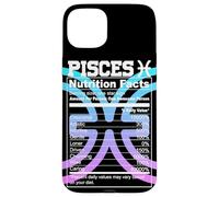 Carcasa para iPhone 15 Plus Piscis Información Nutricional Signo del Zodíaco Astrología Azul Púrpura