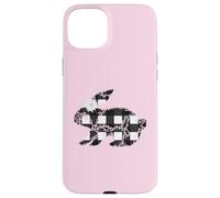 Carcasa para iPhone 15 Plus Plaid Bunny Easter Rabbit Black & White Flower Bunny Floral