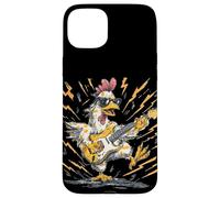 Carcasa para iPhone 15 Plus Pollo de Guitarra eléctrica Mecedora con Gafas de Sol geniales
