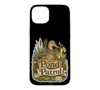 Carcasa para iPhone 15 Plus Pond Patrol Pato Entre Juncos Plantas de Estanque paseantes