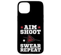 Carcasa para iPhone 15 Plus Pool Playing Aim Shoot Swear Repeat Pool Playing Billiards