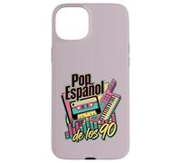 Carcasa para iPhone 15 Plus Pop Español de los 90 Retro Cassette Tape Keytar Español