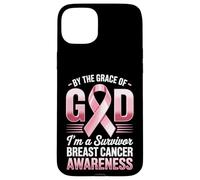 Carcasa para iPhone 15 Plus por la Gracia de Dios Soy un Sobreviviente Conciencia del Cáncer de Mama
