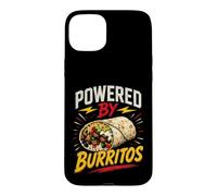 Carcasa para iPhone 15 Plus Powered by Burritos Funny Burrito Saying Humor Joke Gag