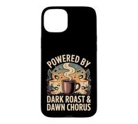 Carcasa para iPhone 15 Plus Powered by Dark Roast & Dawn Chorus Aves y café
