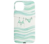 Carcasa para iPhone 15 Plus Preppy Bikini Verano Costa Cowgirl Pastel mar Turquesa Ola
