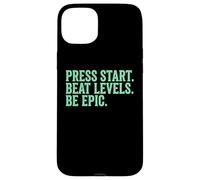 Carcasa para iPhone 15 Plus Press Start Beat Levels Be Epic Controlador de Videojuegos Gamer