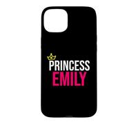 Carcasa para iPhone 15 Plus Princesa Emily Niñas Mujeres Rosa Blanco Negro Diseño