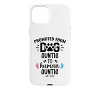 Carcasa para iPhone 15 Plus Promoted from Dog Auntie to Human Auntie 2026 1st Time Aunt