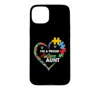 Carcasa para iPhone 15 Plus Proud Autism Aunt Heart Puzzle Piece Awareness Support