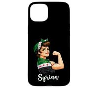 Carcasa para iPhone 15 Plus Proud Strong Syrian Girl Woman Girlfriend New Syria Flag