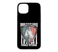 Carcasa para iPhone 15 Plus Proud To Have Served Female Veteran Day 4th of July