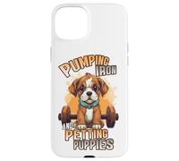 Carcasa para iPhone 15 Plus Pumping Iron and Petting Puppies Body Building