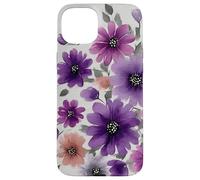 Carcasa para iPhone 15 Plus Purple Flower Bouquet Floral Watercolor Wildflowers
