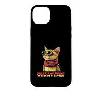 Carcasa para iPhone 15 Plus ¿Qué Estoy Haciendo con mis Vidas (Funny Cat Graphic)