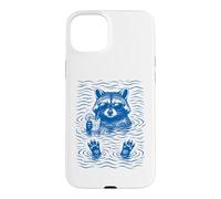Carcasa para iPhone 15 Plus Raccoon Bath Water Swimming Ripples Cool Raccoon Face