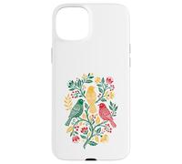 Carcasa para iPhone 15 Plus Rasta Reggae Roots Three Birds Jamaica Folk Art Floral