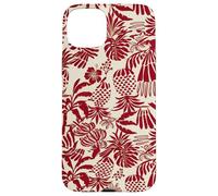 Carcasa para iPhone 15 Plus Red Tropical Pineapple Palm Leaf Aloha Summer Pattern
