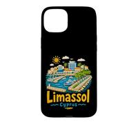 Carcasa para iPhone 15 Plus Regalo de Recuerdo de Viaje de Limassol Chipre Dibujado a Mano