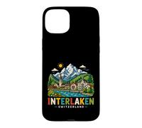 Carcasa para iPhone 15 Plus Regalo histórico de Viaje de Interlaken Suiza Dibujado a Mano