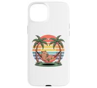 Carcasa para iPhone 15 Plus Relaxing Capybara, Sunset, Palm Tree, Summer capy Vacation