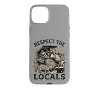 Carcasa para iPhone 15 Plus Respect The Locals Raccoon Funny Street Cats Respeta a los Locales