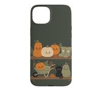 Carcasa para iPhone 15 Plus Retro Autumn Harvest Shelf Doodle Personajes Vibe