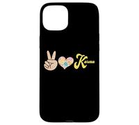 Carcasa para iPhone 15 Plus Retro Leopardo Paz Corazón Karma Boho Espiritual