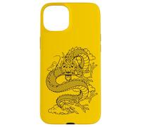 Carcasa para iPhone 15 Plus Retro Vintage Zodiac Lunar New Year Black Chinese Dragon