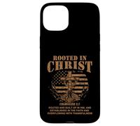 Carcasa para iPhone 15 Plus Rooted in Christ Shirt Christian Shirt for Men Cross Shirt