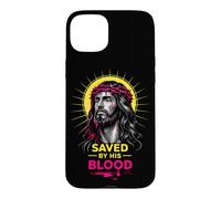 Carcasa para iPhone 15 Plus Salvado por Su Sangre Jesucristo Corona De Espinas Cristiano