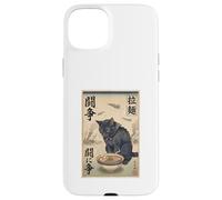 Carcasa para iPhone 15 Plus Samurai Gato Negro Comiendo Ramen Escena de Guerra Arte Edo Hombres Mujeres
