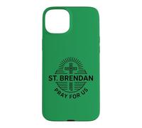 Carcasa para iPhone 15 Plus San Brendan Oración por Nosotros Oración Católica de San Patronazgo