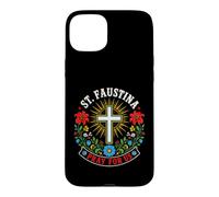 Carcasa para iPhone 15 Plus Santa Faustina ruega por Nosotros católica Floral