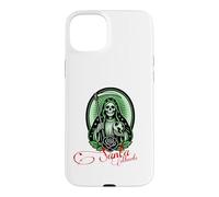 Carcasa para iPhone 15 Plus Santa Muerte Green Justice Scythe Globe Folk Saint Rose