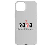 Carcasa para iPhone 15 Plus Ser Diferente, Flamenco Rosa Entre los pingüinos