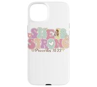 Carcasa para iPhone 15 Plus She Is Strong Proverbs 31:22 Gráfico Floral