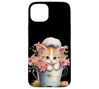 Carcasa para iPhone 15 Plus Shy Little Kitten Spring Graphic For Women Girls and Cat Mom